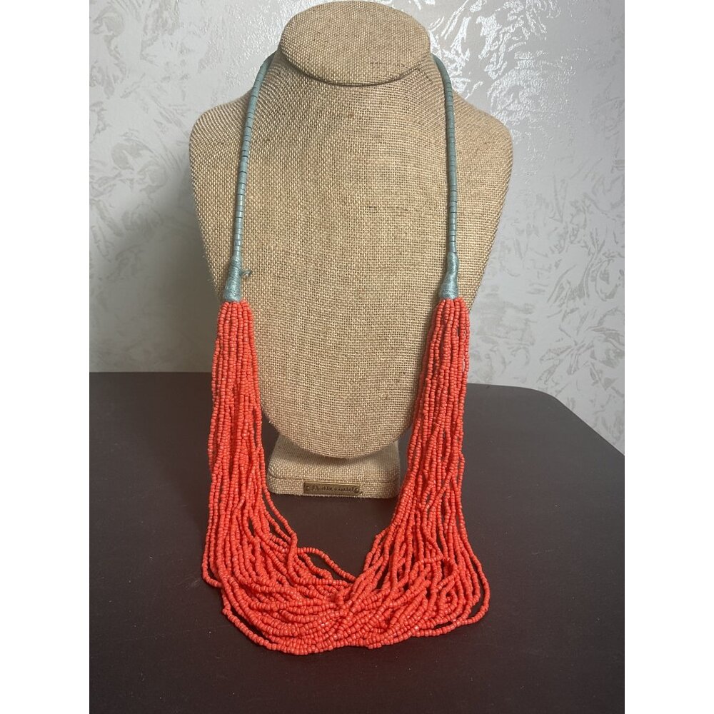 Coral & Turquoise Multi-Strand Beaded Necklace